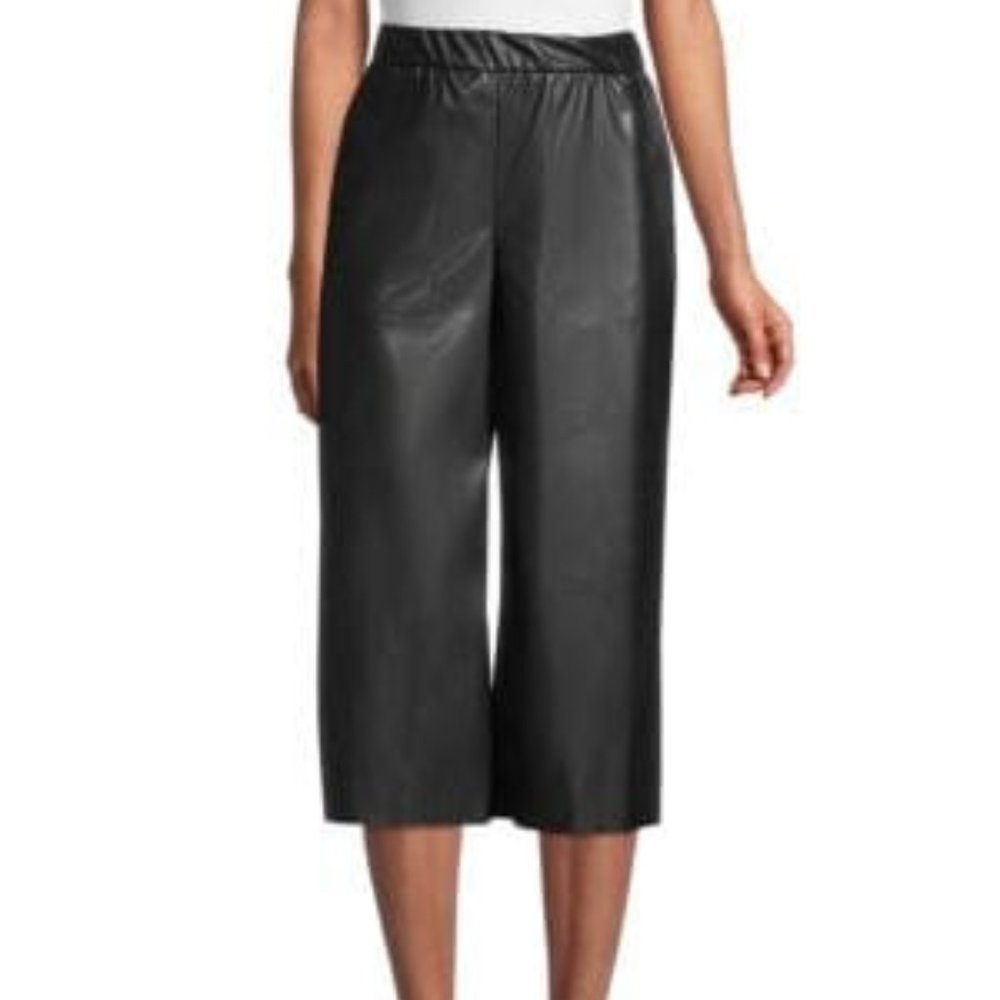 Vegan Leather Culottes, Black